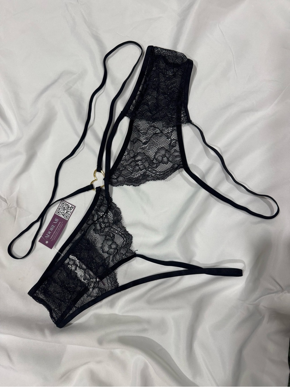🟡3/$15 DEAL! Adore Me Black Lace Strappy Panties - Picture 2 of 4